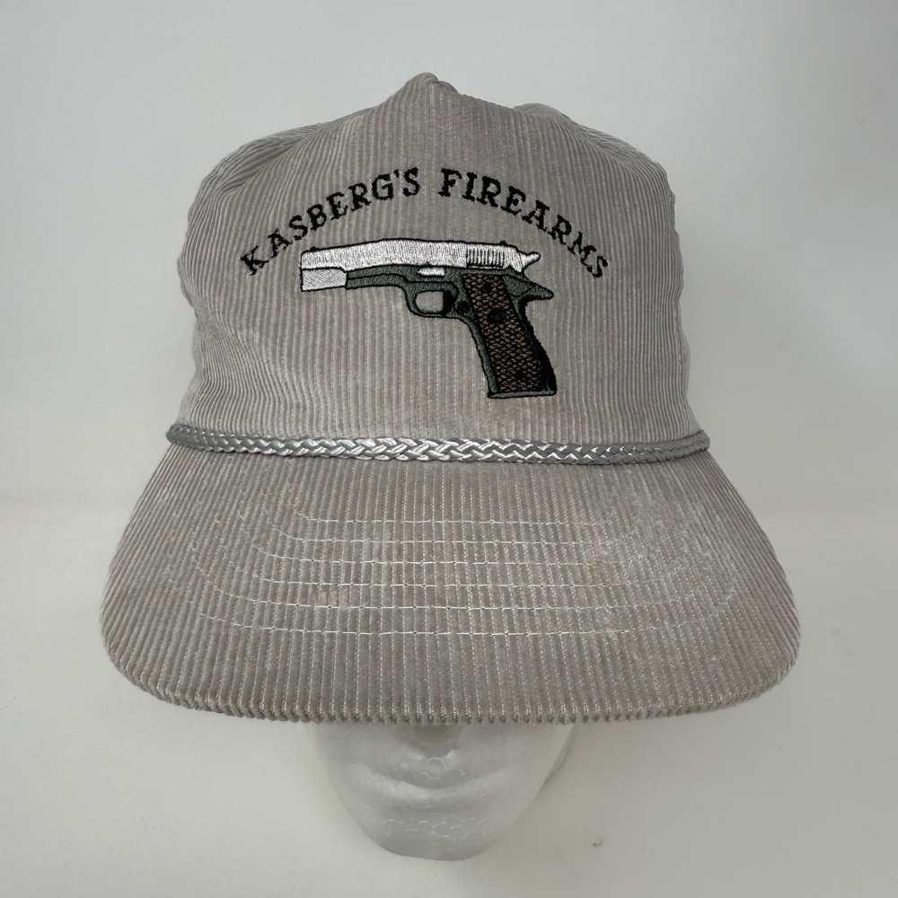 Kasberg's Firearms Embroidered Corduroy Strap Back Hat Grey Otto Cap